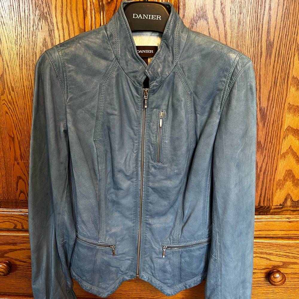 Danier Light Blue Leather Jacket
